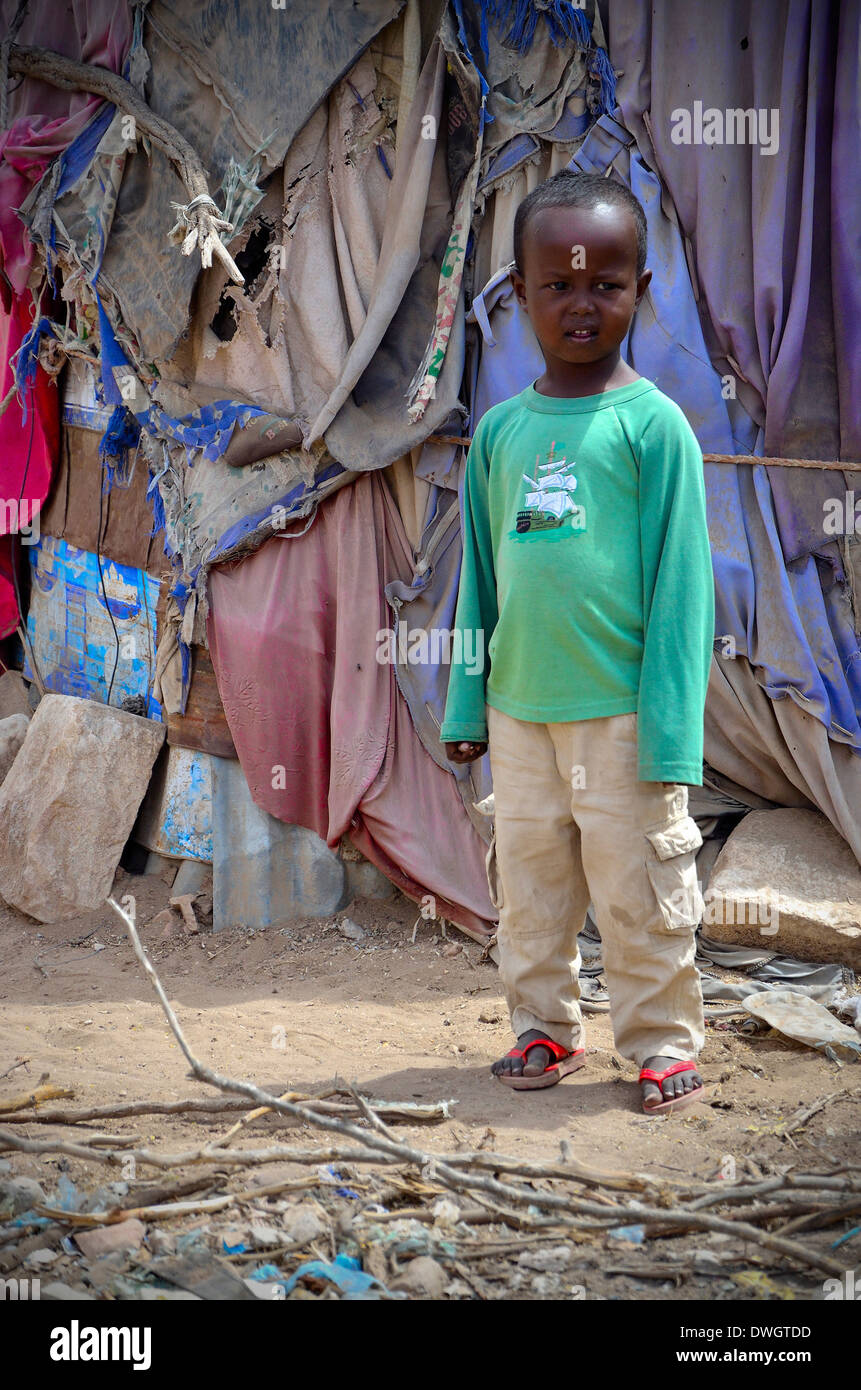 Yound boy, IDP camp. State House, Hargeisa, Somaliland Stock Photo