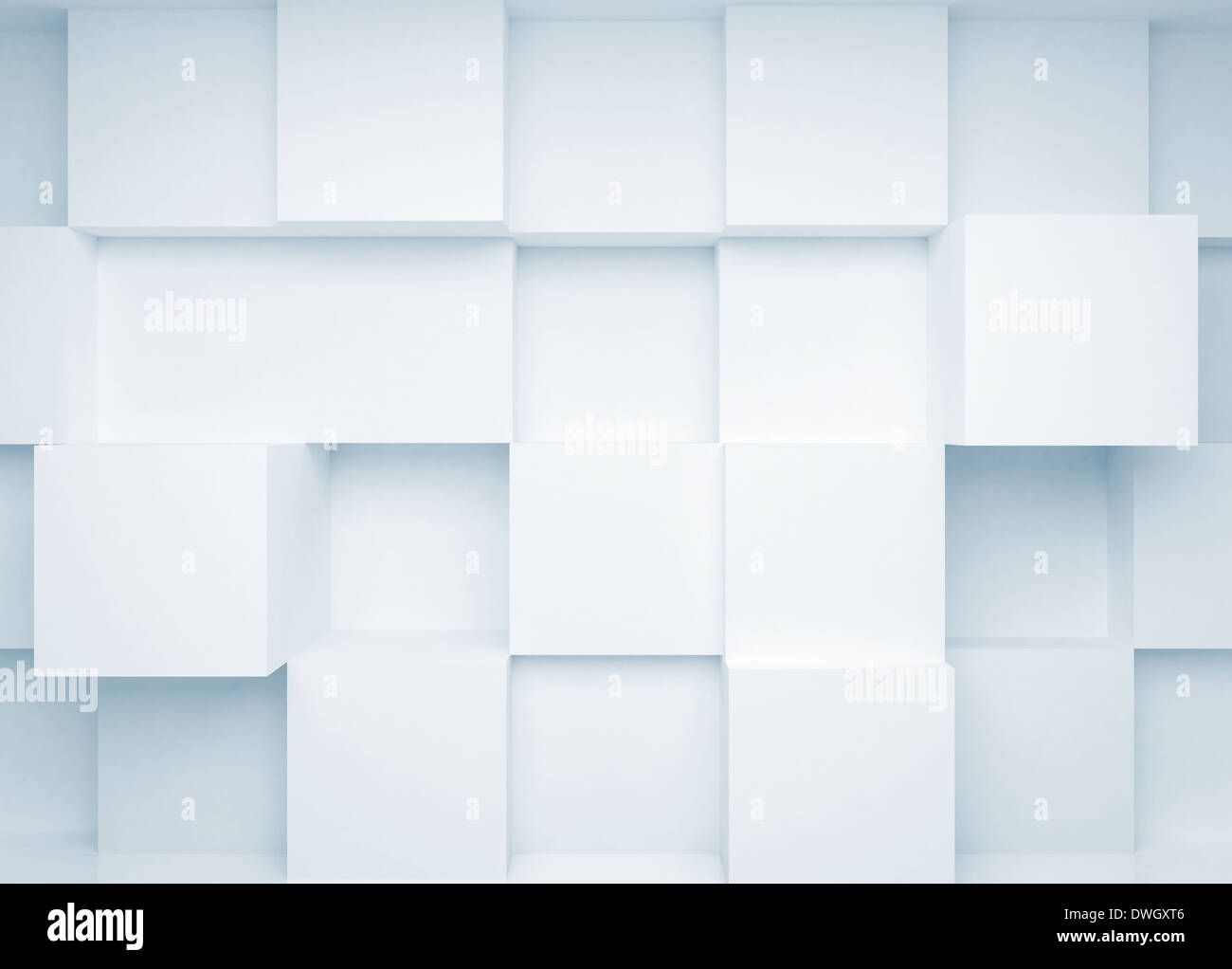 Abstract 3d background with white cubes on the wall Stock Photo - Alamy