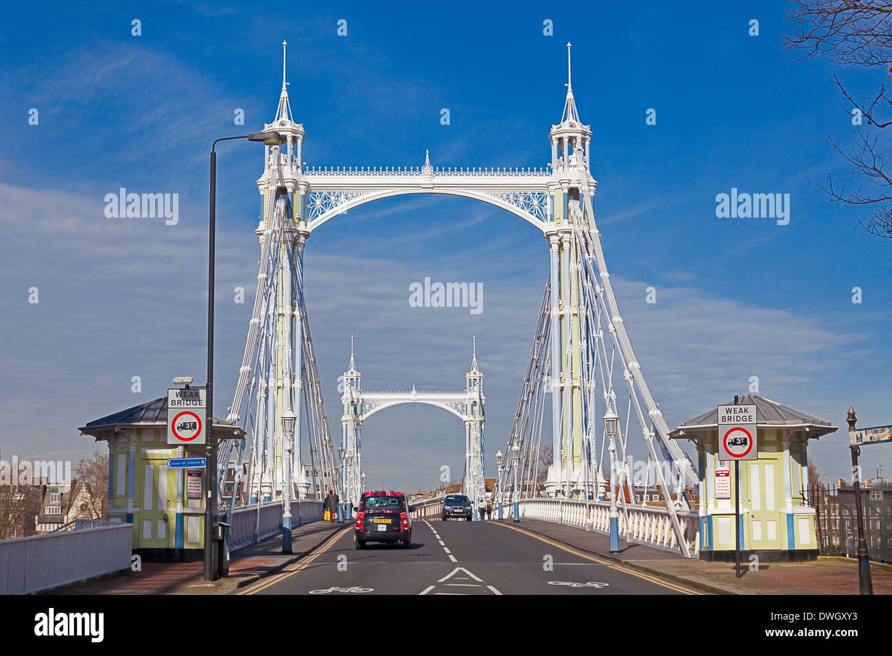 London, Battersea The southern approach to the Albert Bridge Stock