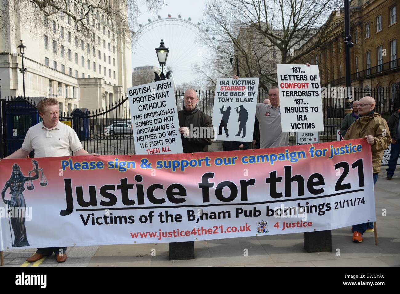 London, UK. 8th March 2014. One of victim sister protest of the ...