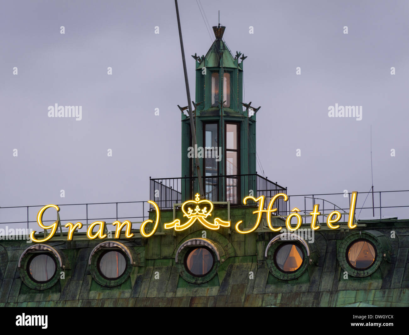 Detail of the Grand Hôtel (1874), a 5-star hotel in Stockholm, Sweden. Stock Photo