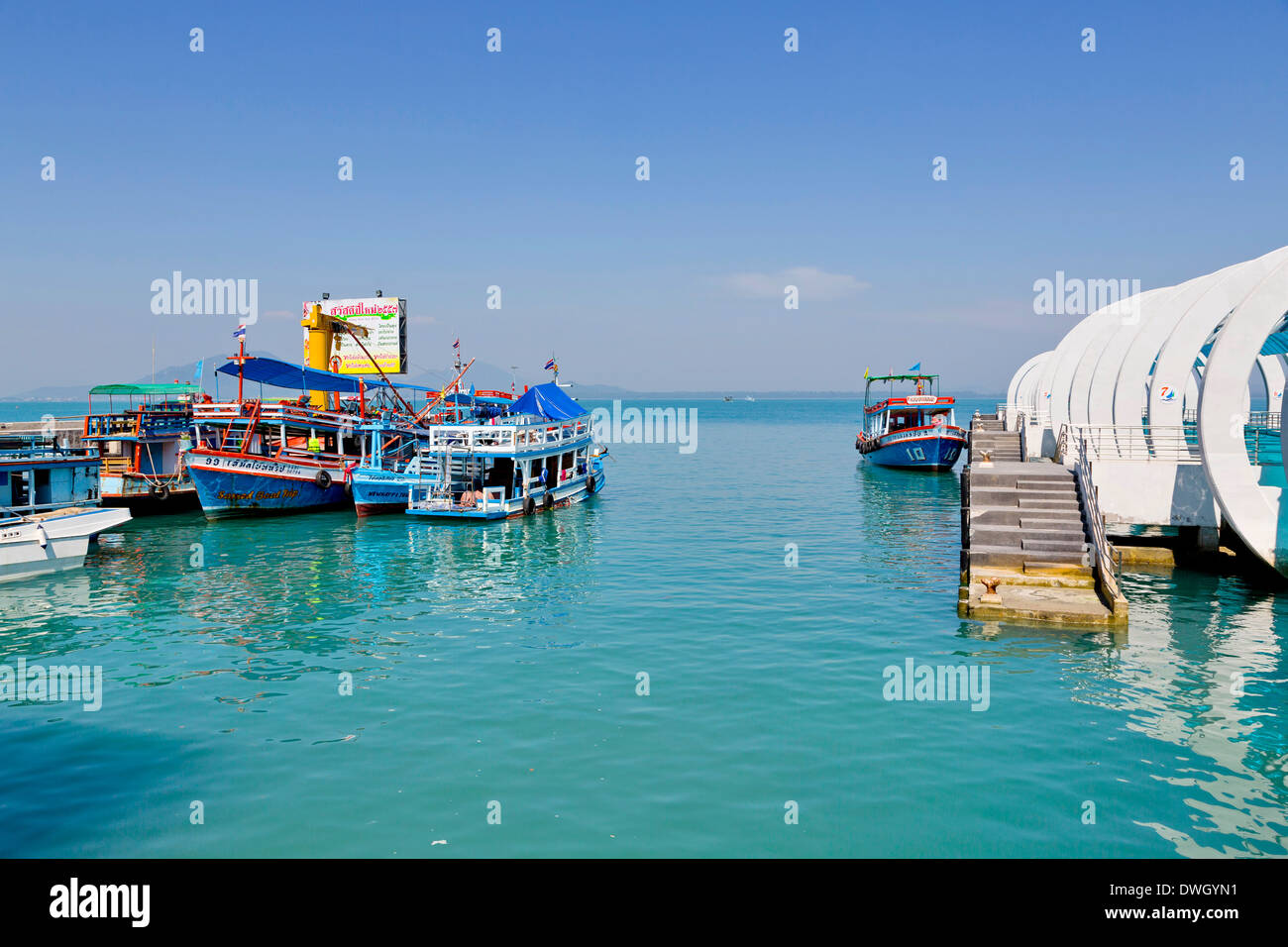 Ferryboats At Nadan Pier On Ko Samet Island Thailand Stock - 