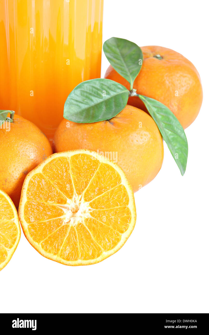 Fresh mandarin Orange with sliced isolated on white background. Stock Photo