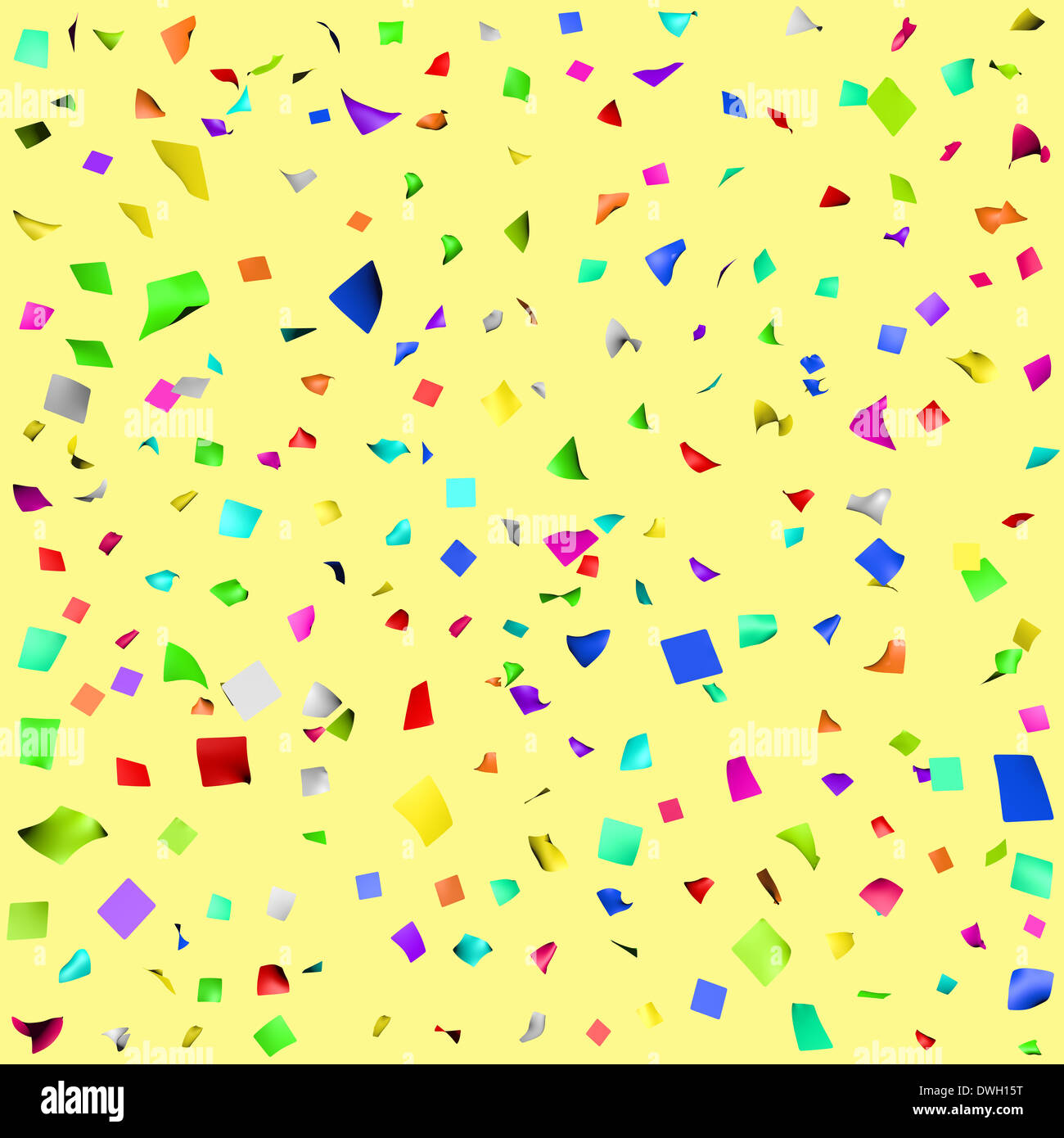 Colored paper in flight isolated on a yellow background Stock Photo - Alamy