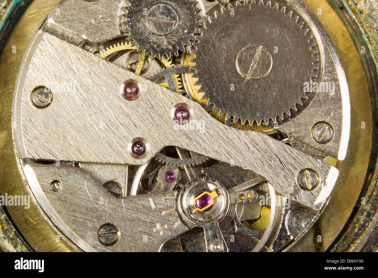 Mechanism of a watch macro scale Stock Photo