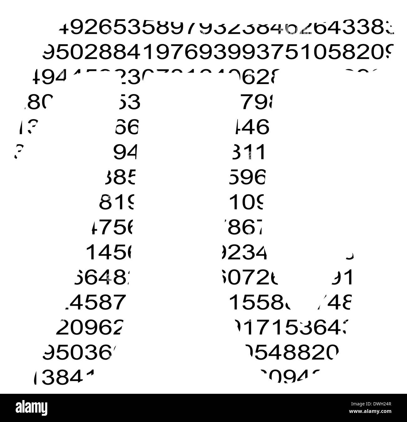 The symbol for Pi created from numbers within it solution. Stock Photo