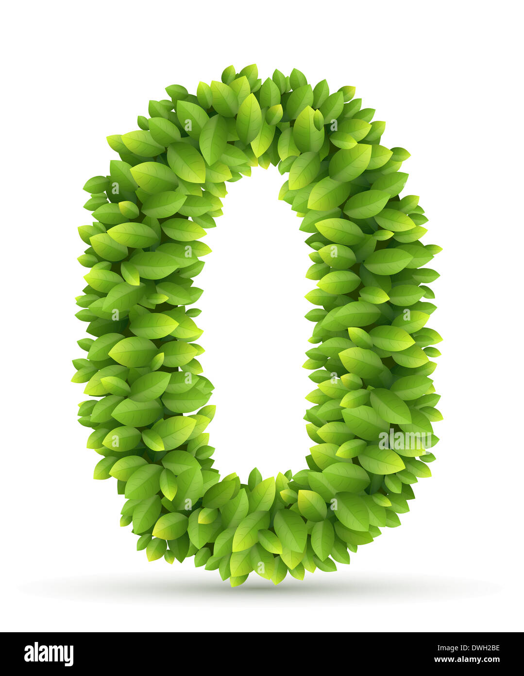 Number, vector alphabet of green leaves Stock Photo