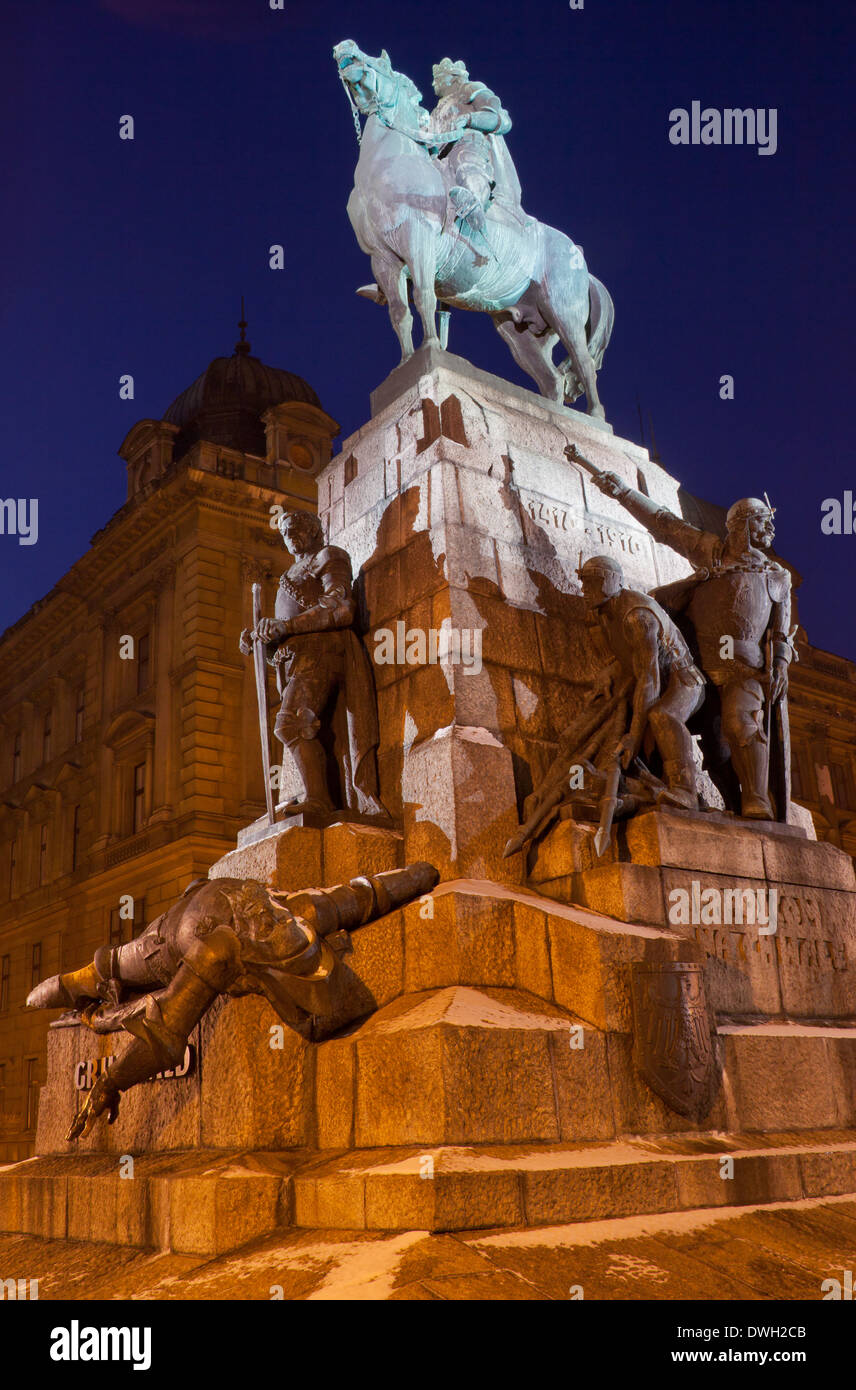 The Grunwald monument in Matejki Square in the city of Krakow in Poland Stock Photo