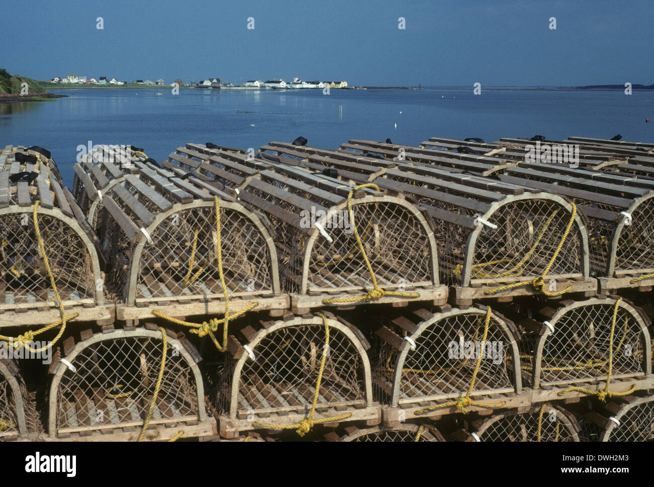 Lobster traps, fishing village, North Rustico, PEI, Canada Stock Photo