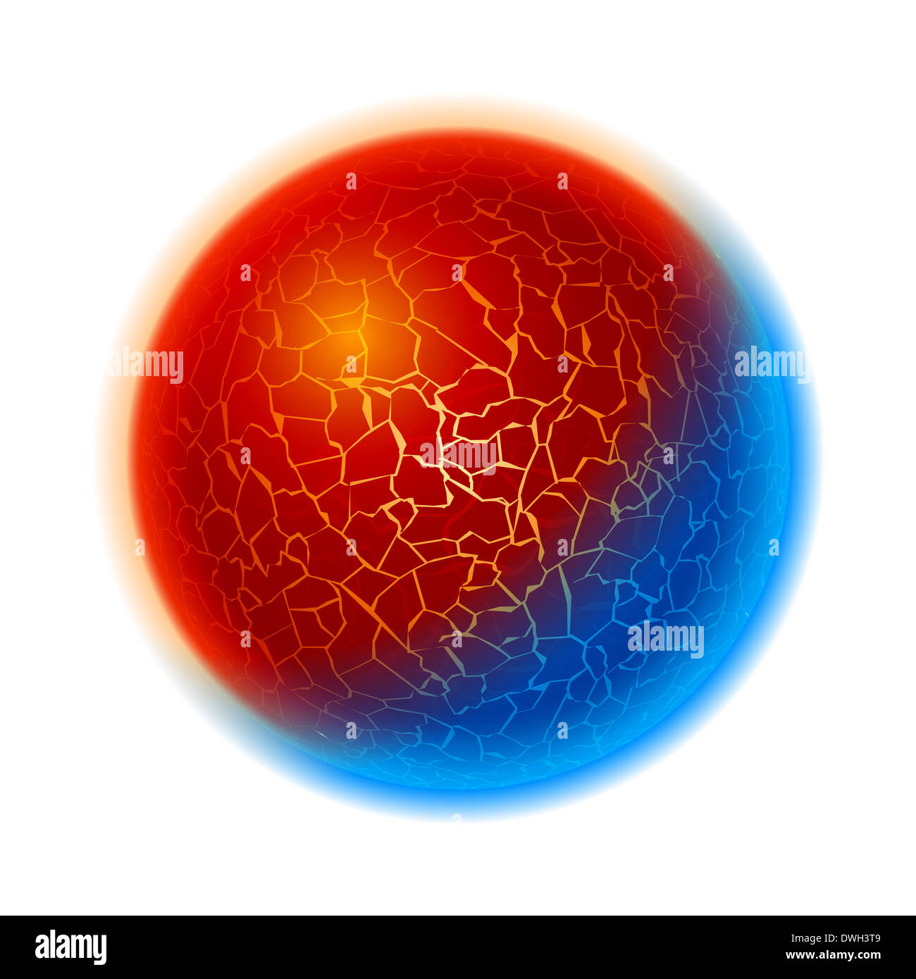 Fire and ice ball Illustration on white background Stock Photo