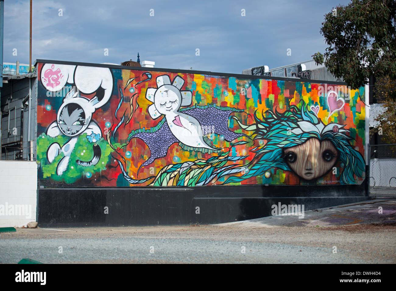 Anime Mural on Side of Building, University Heights, San Diego, California USA Stock Photo