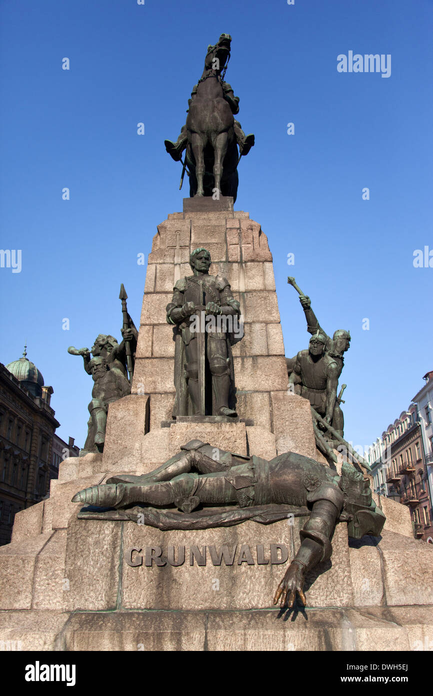 Grunwald monument in Matejki Square in the city of Krakow in Poland Stock Photo