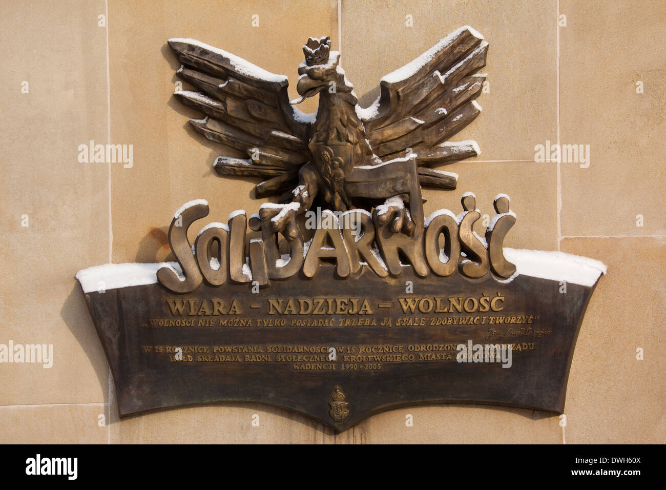 Memorial to the workers of the Solidarity Trade Union Movement (Solidarnosc) - Krakow - Poland Stock Photo