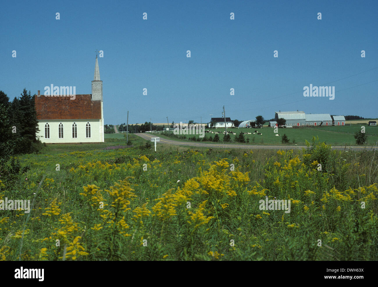 Church on country road, Long River, PEI, Canada Stock Photo Alamy
