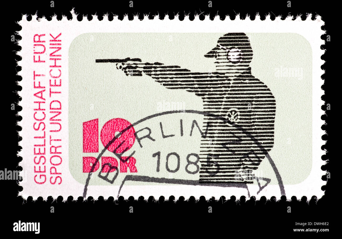 Postage stamp from East Germany (DDR) depicting a competitive pistol ...