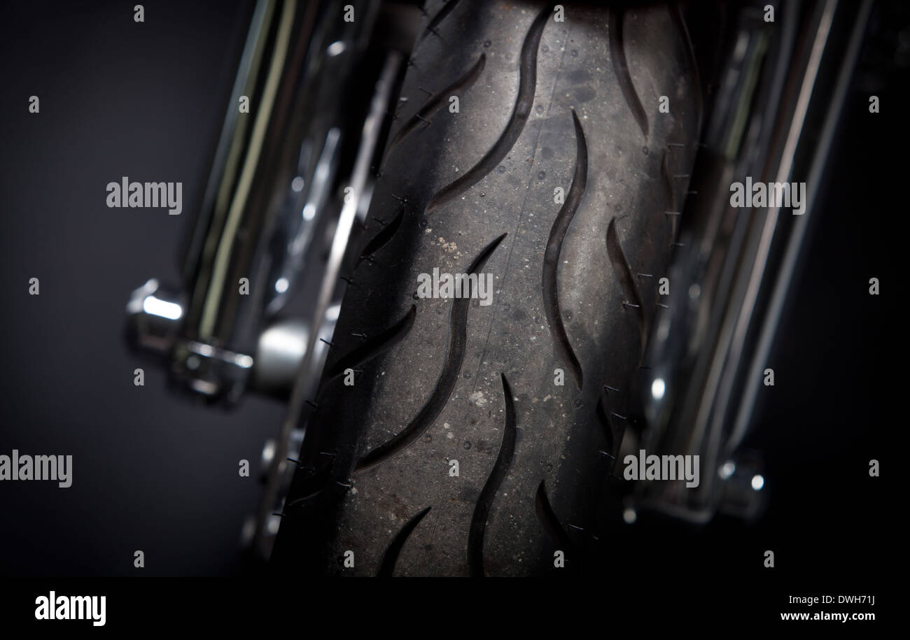 Color shot of a motorcycle forks and tire Stock Photo Alamy