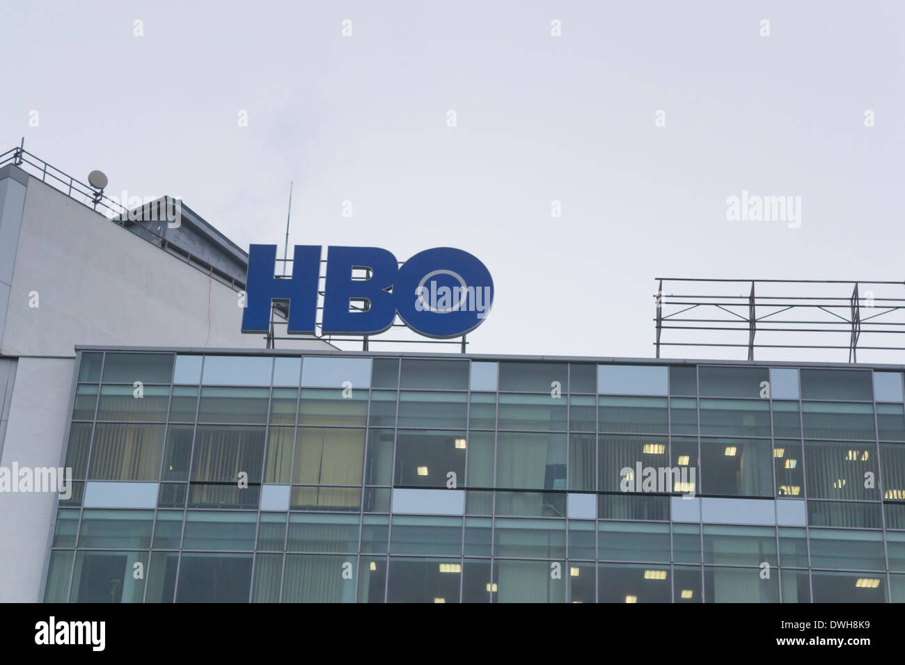 HBO sign on an office building Stock Photo