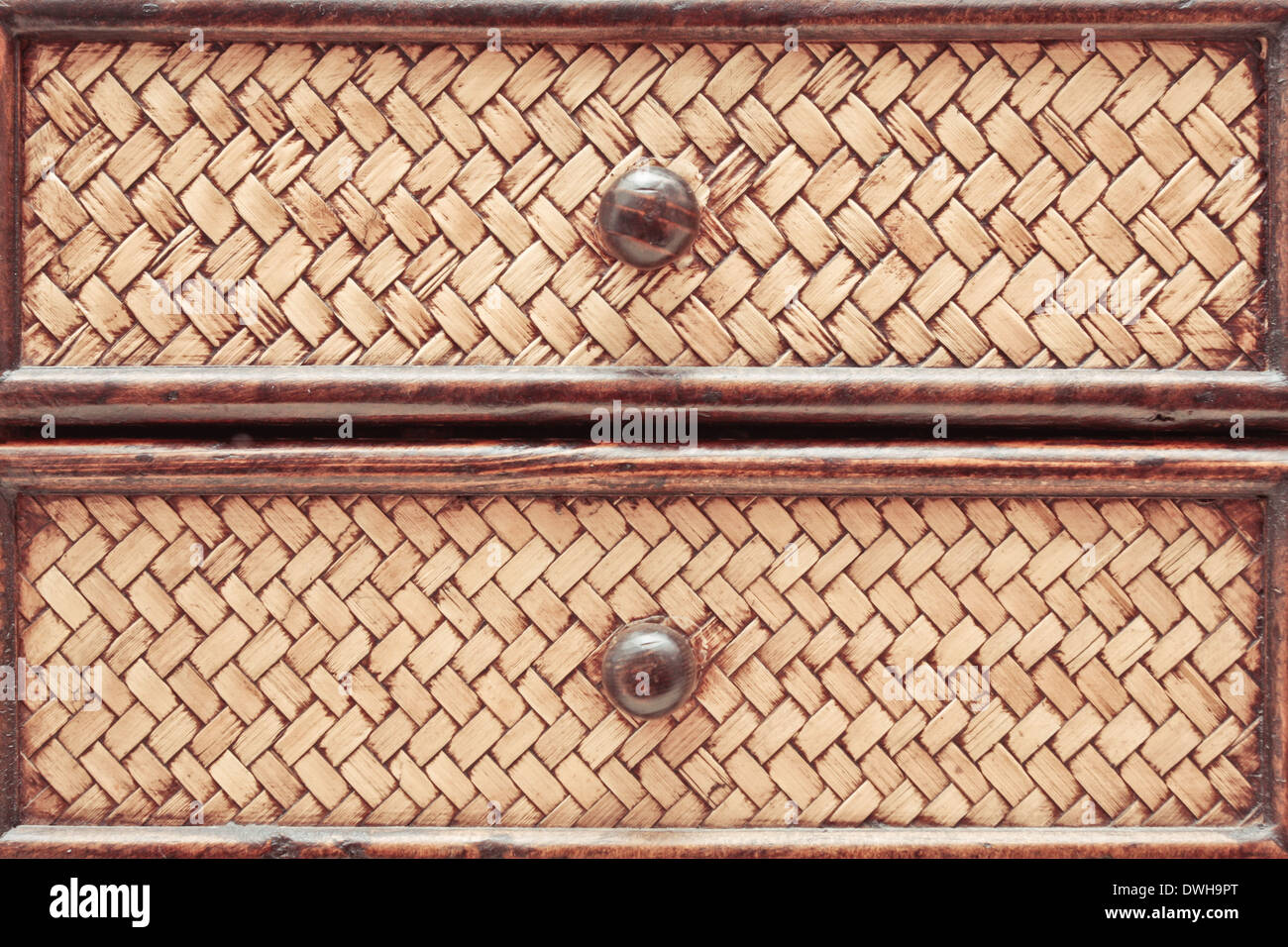 Closed Rattan Storage Drawers As A Background Stock Photo