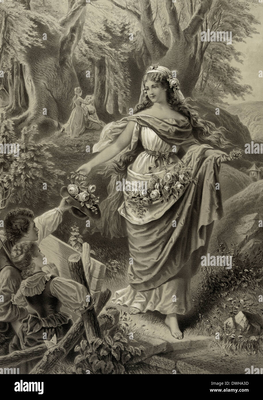 Das madchen aus der fremde - The Maiden from a Foreign Land , 1879 Stock Photo