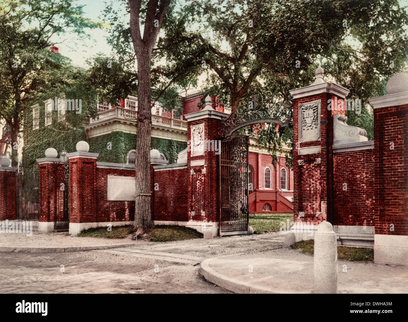 Harvard Gate, Harvard University, 1899 Stock Photo