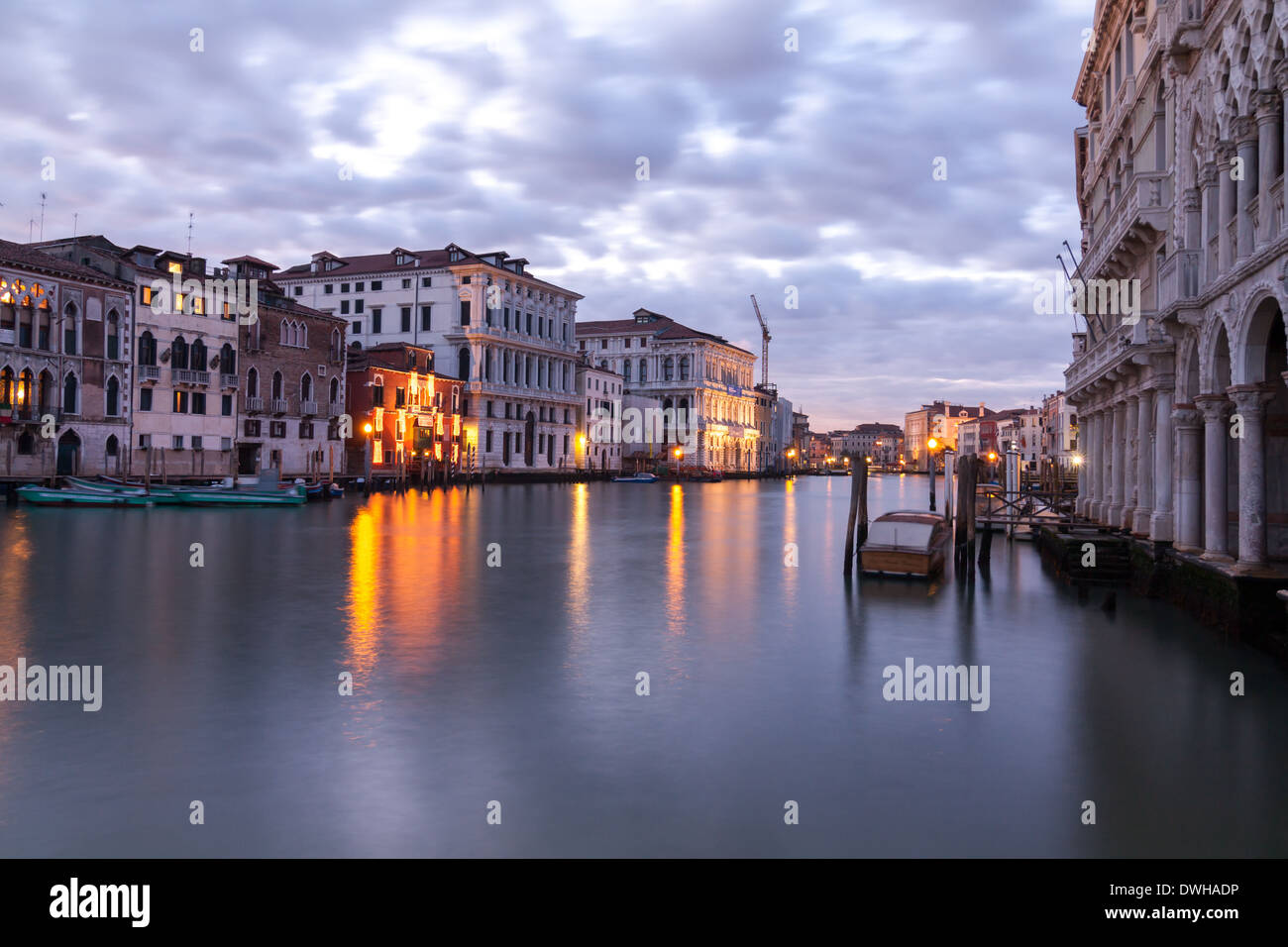 Venice Canal Grande in the twilight after sunset Stock Photo