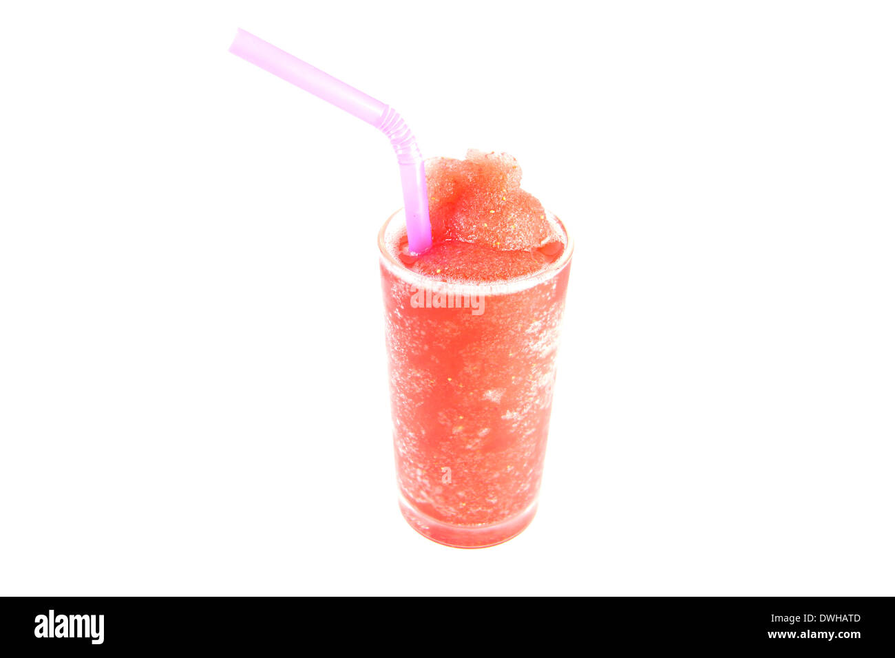 Strawberry Smoothies in glass on white background. Stock Photo