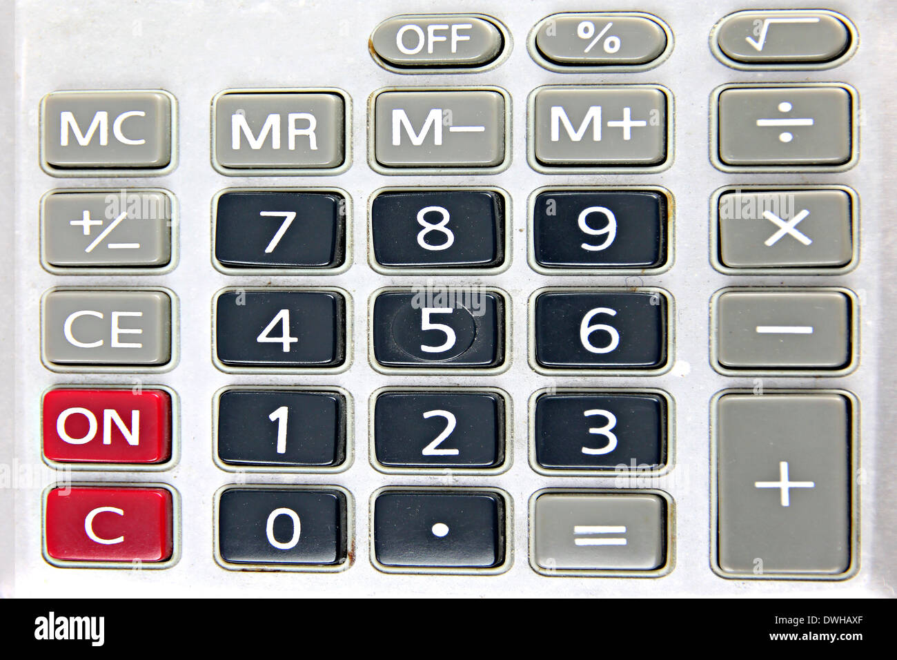 Keypad of a calculator isolated on white background. Stock Photo