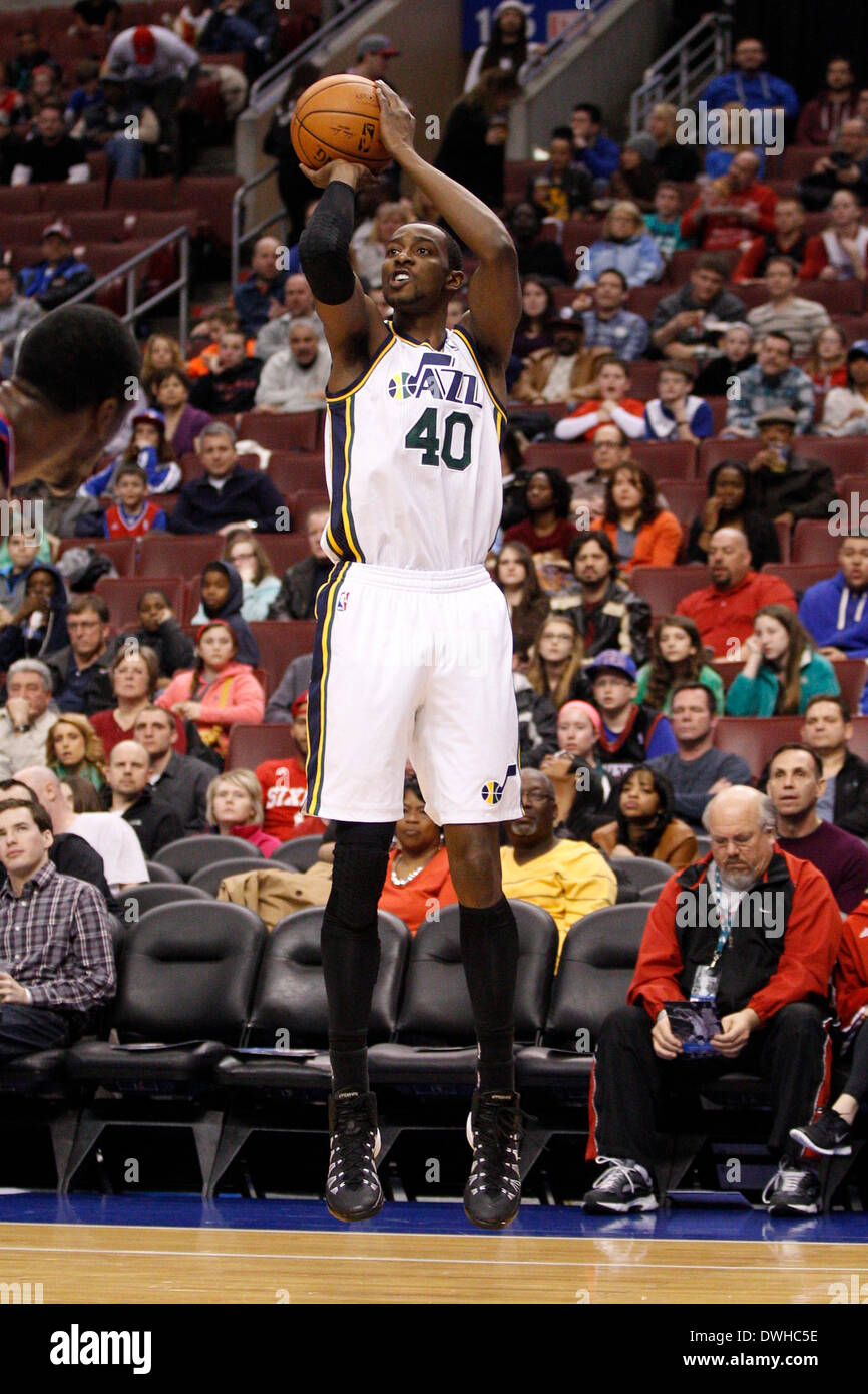 Utah Jazz forward Jeremy Evans grabs a rebound during an NBA basketball game against the San Antonio Spurs in Salt Lake City Wednesday Jan. 26 2011. AP Photo Colin E Braley Stock Photo