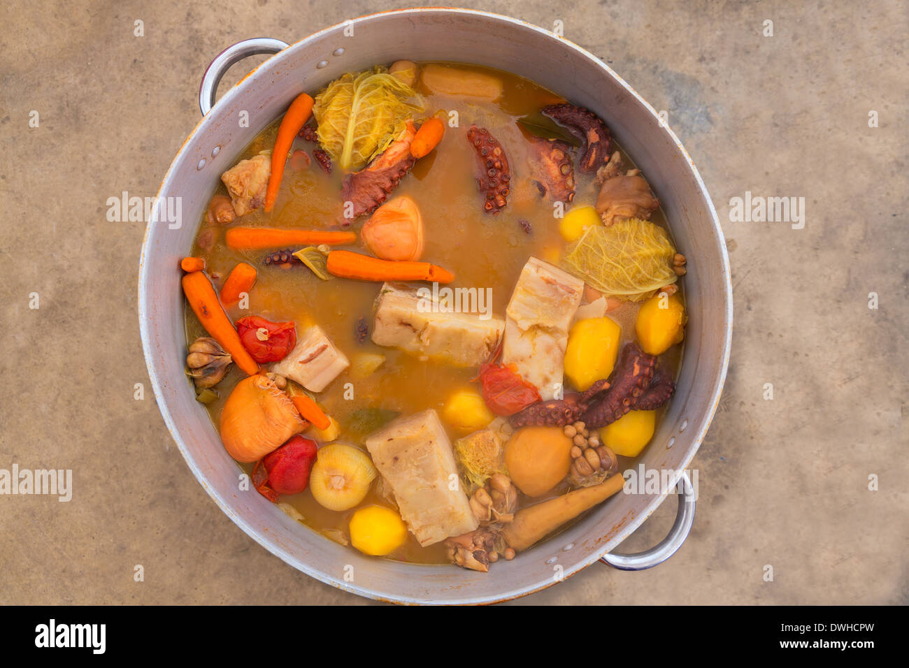 Octopus stew from mediterranean traditional recipe in Alicante spain Stock Photo