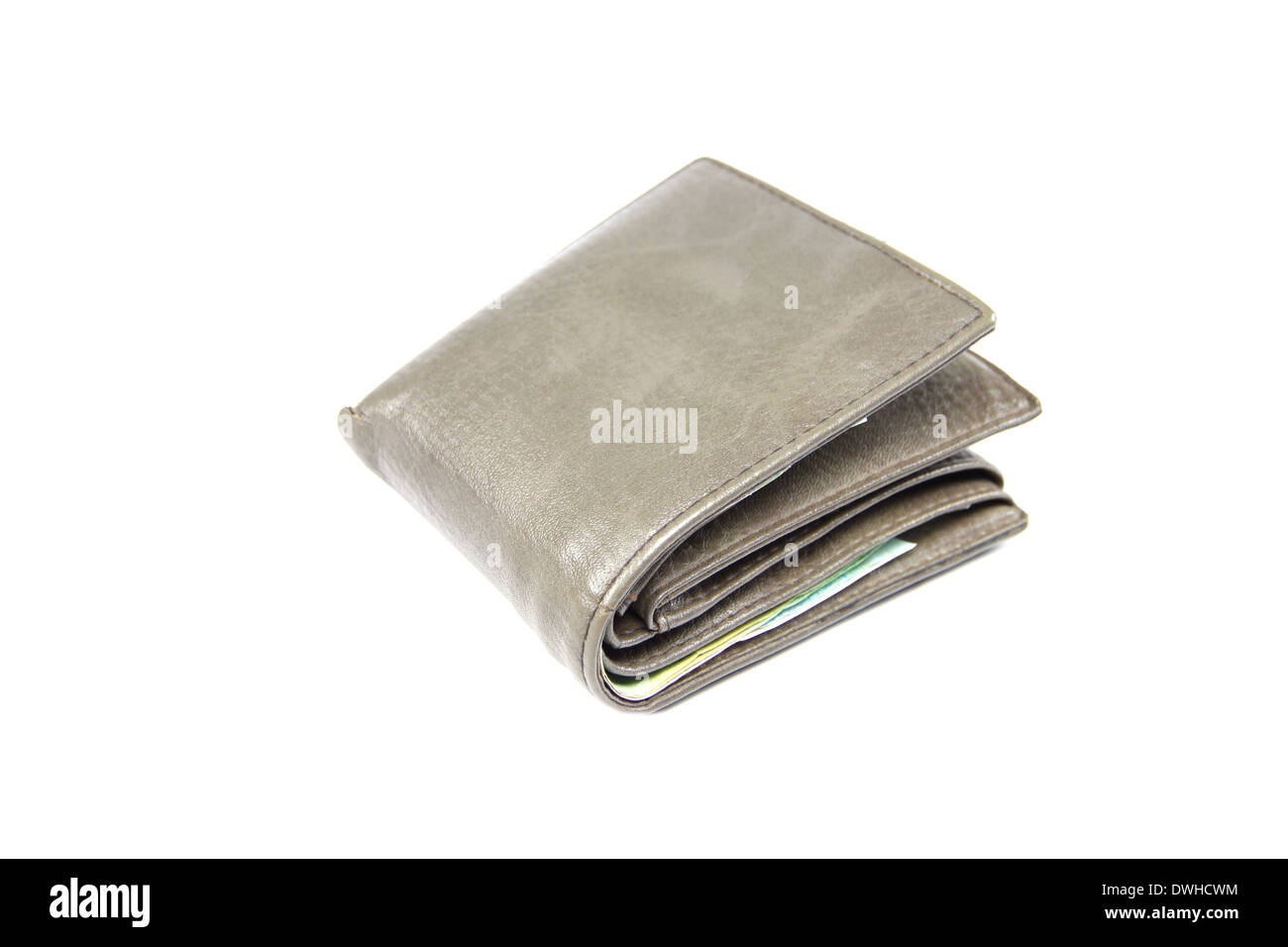 Wallet designed of leather on white background. Stock Photo