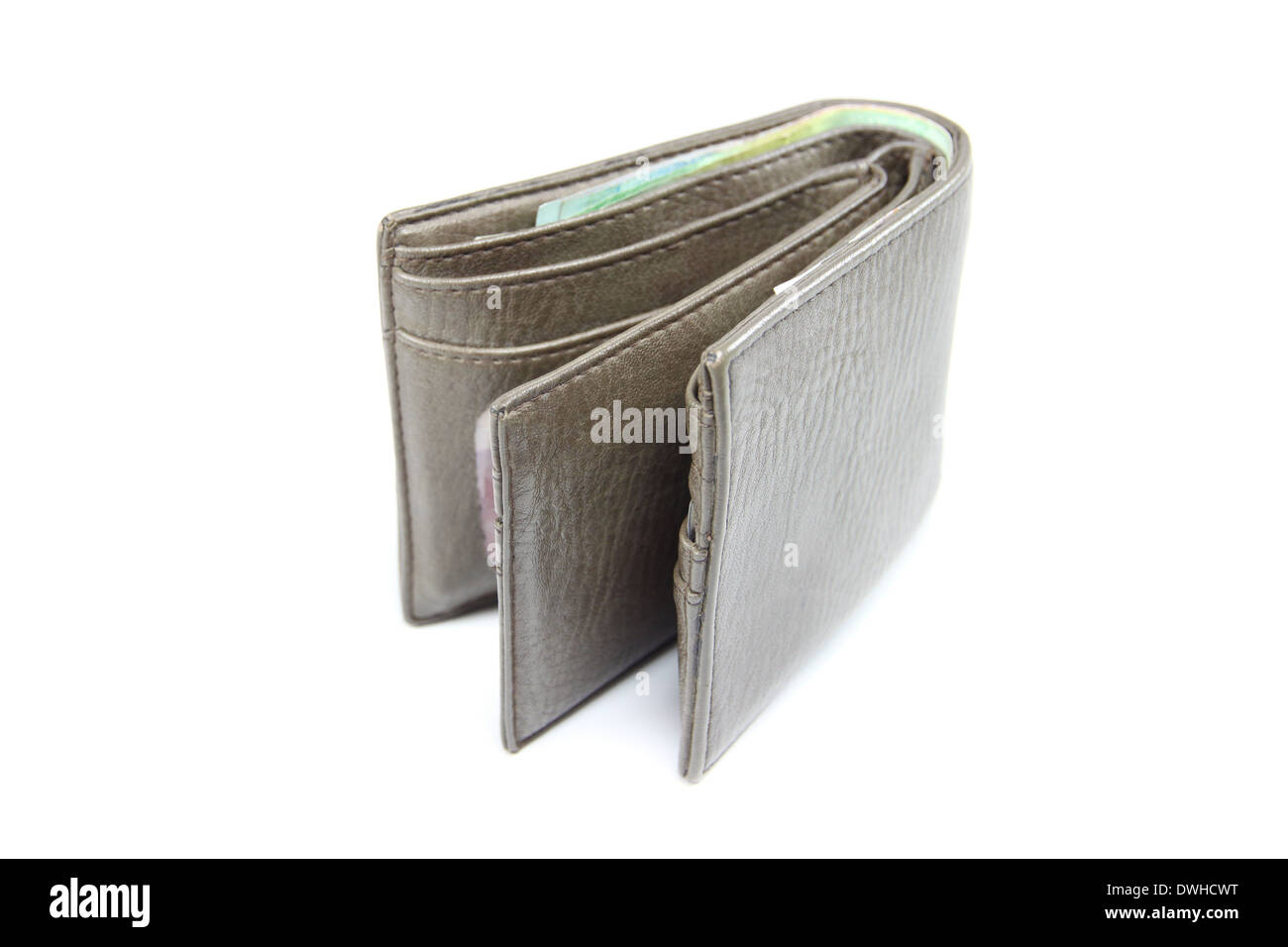 Wallet designed of leather on white background. Stock Photo