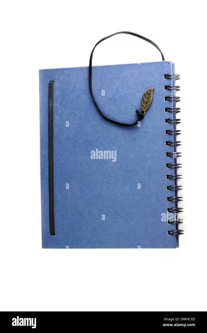 Cover blue notebook on white background. Stock Photo