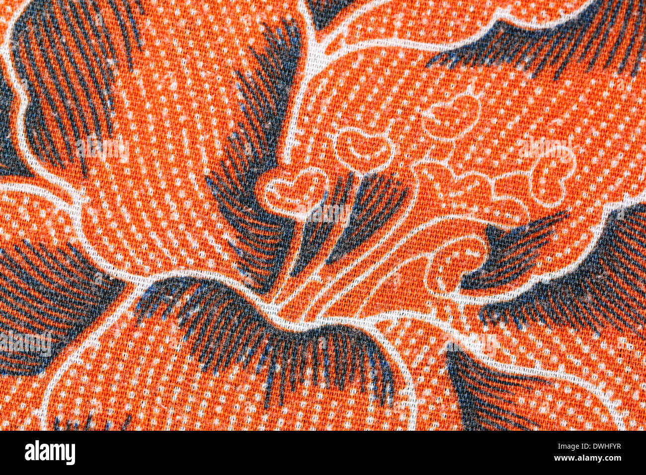 Thai Batik sarong flower pattern for background. Stock Photo