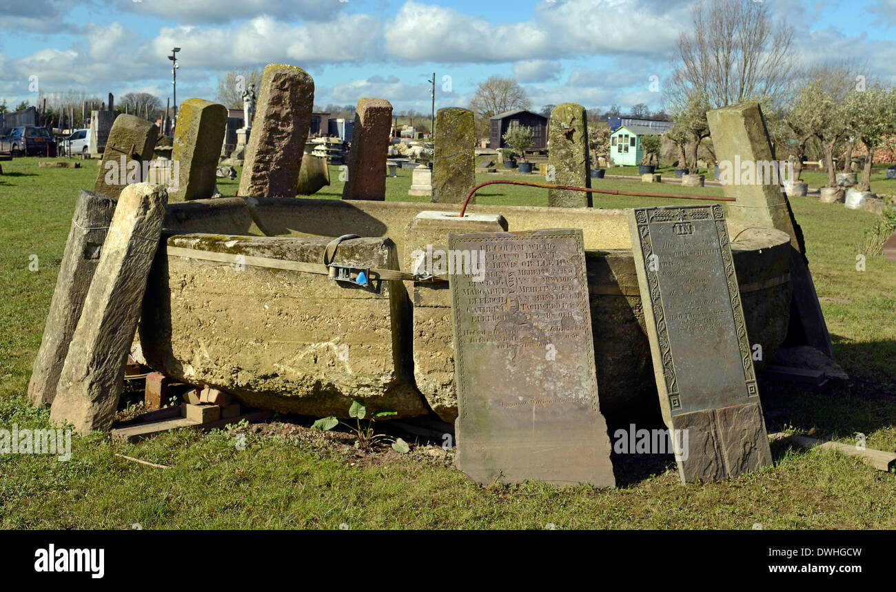 Informal sculpture in architectural salvage yard Stock Photo Alamy