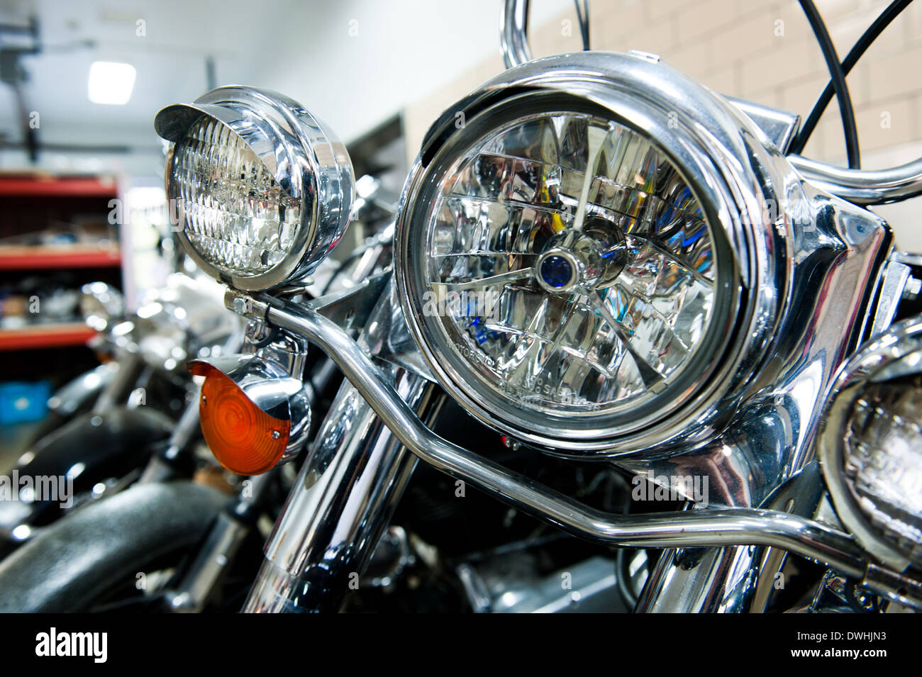 Motorcycle headlights Stock Photo Alamy