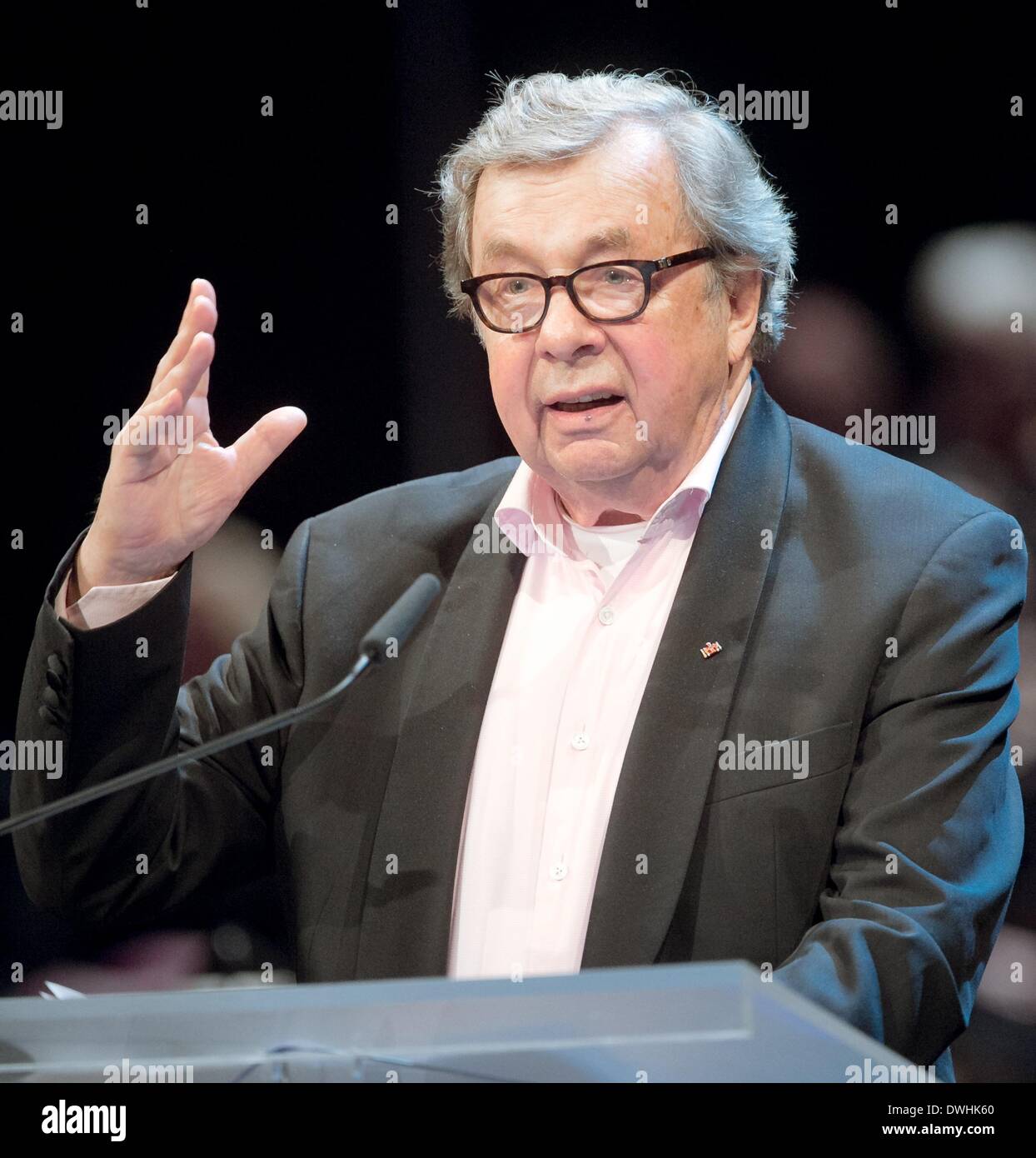 Kiel, Germany. 09th Mar, 2014. Publicist Hellmuth Karasek gives the