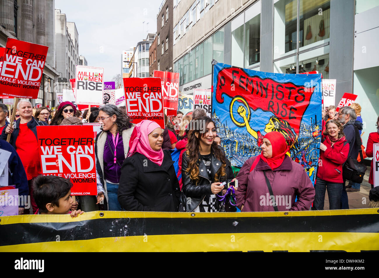 International Women's Day Million Women Rise March in London Stock Photo