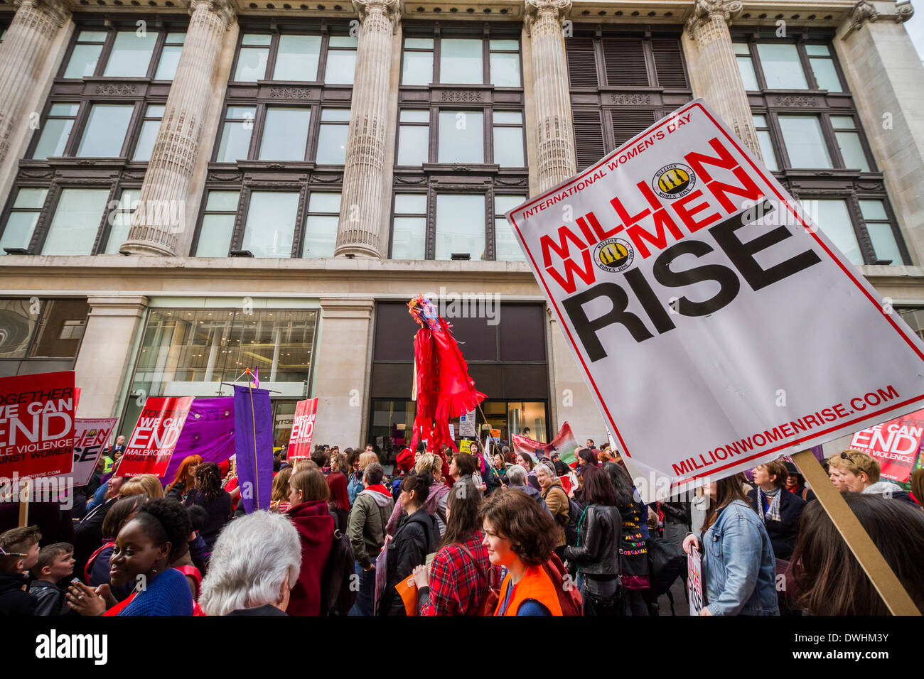 International Women's Day Million Women Rise March in London Stock Photo