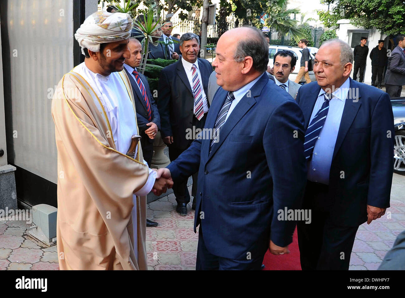 Cairo, Egypt. 8th Mar, 2014. Egyptians and Arab officials attend the ceremony of inaugurated the new premises of the Sultanate's Embassy in Cairo, on March 09, 2014 Credit:  Mohammed Bendari/APA Images/ZUMAPRESS.com/Alamy Live News Stock Photo