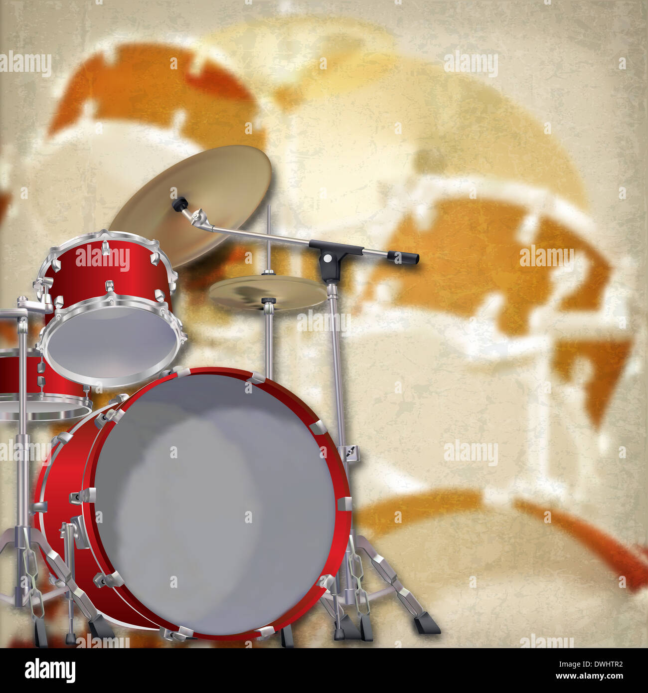 abstract grunge background with red drum kit on brown Stock Photo - Alamy