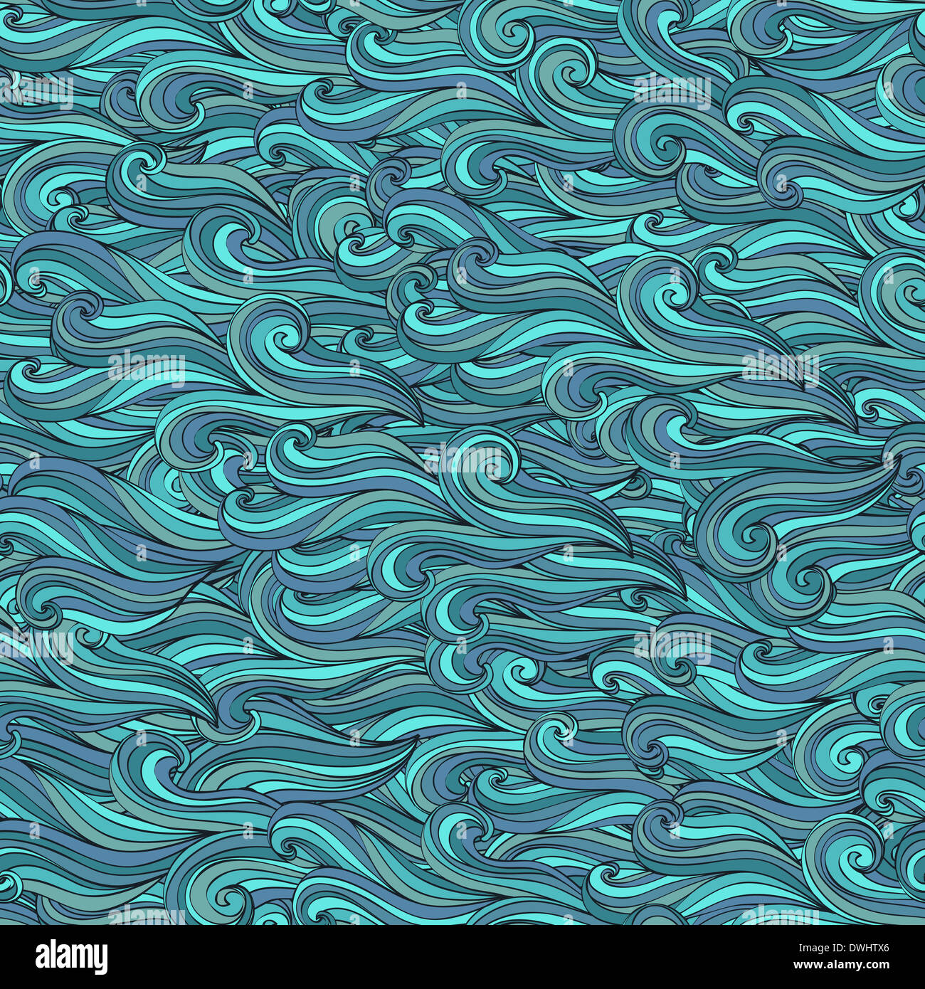 vector seamless abstract hand-drawn pattern, waves background Stock ...