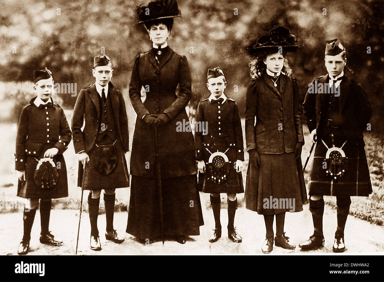 Queen Mary and Princes Albert Henry George and Princess Mary Stock Photo