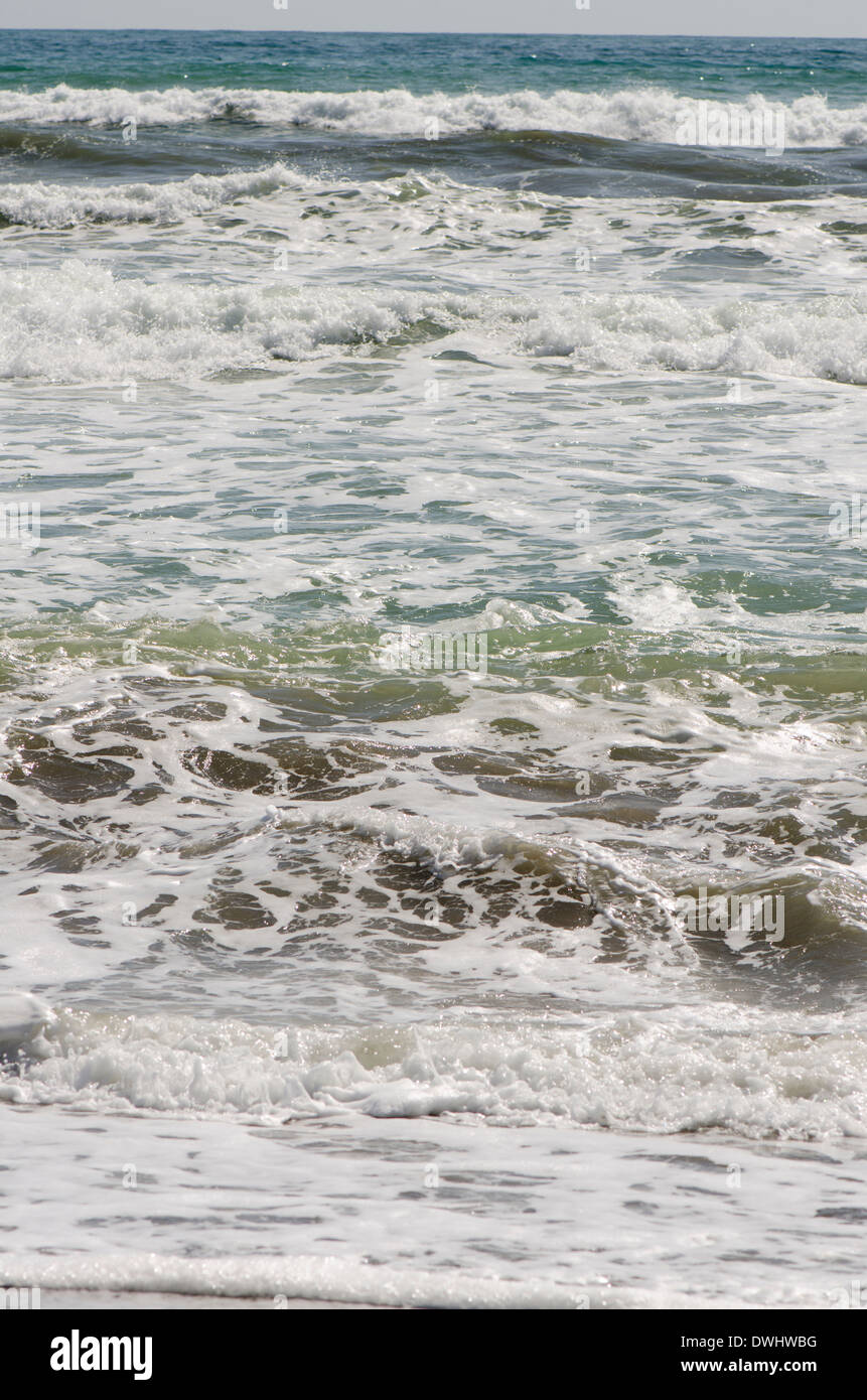 Big breaking waves on spanish coast, Andalusia, Spain. Stock Photo