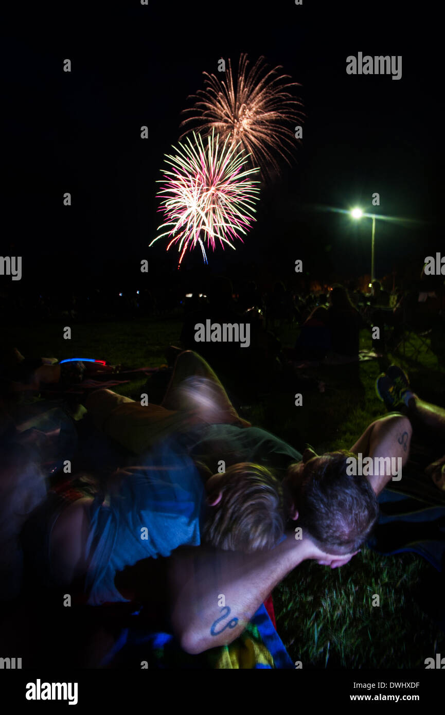 People watch fireworks display in Lakewood, OH Stock Photo Alamy
