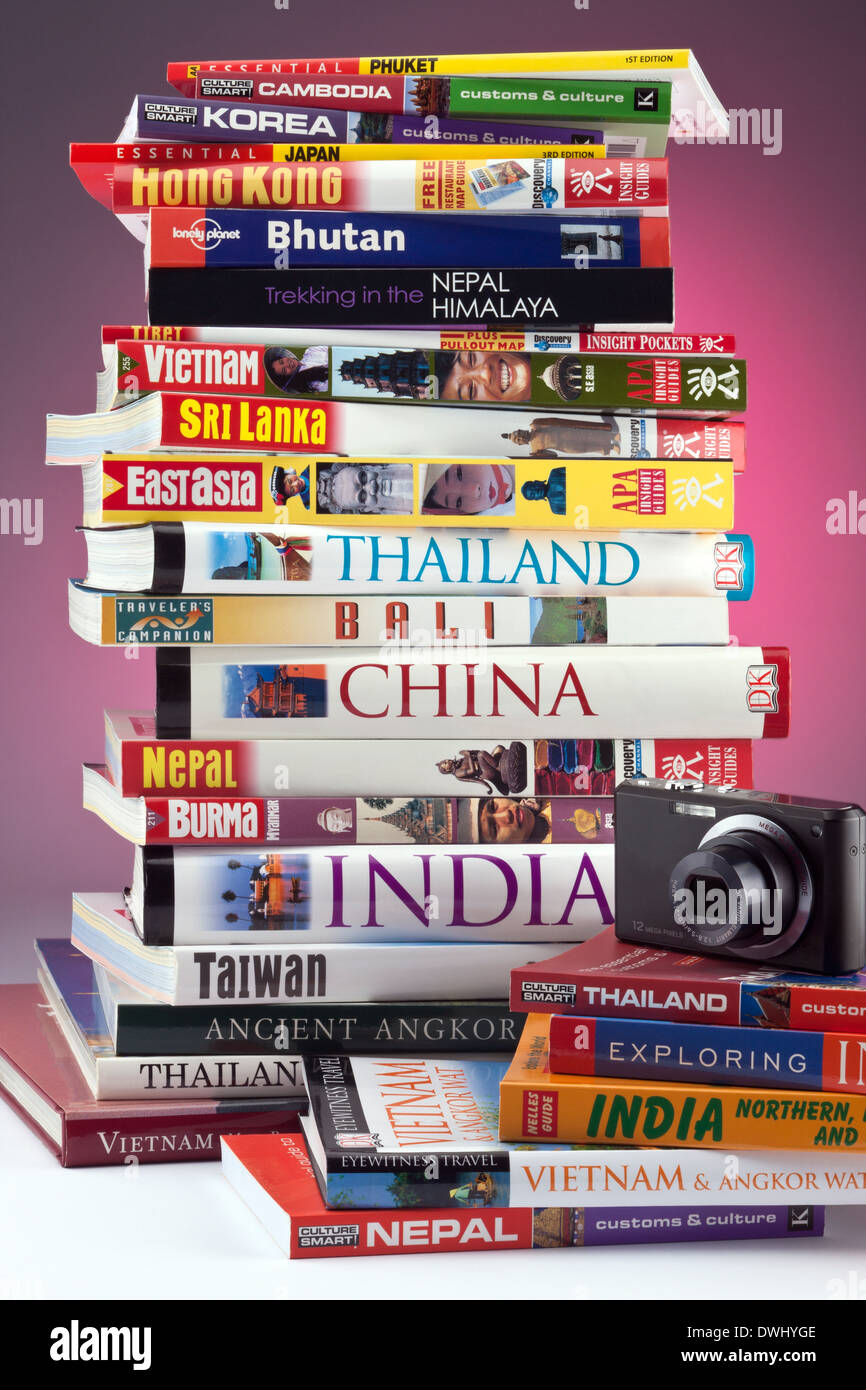 Travel guides to destinations in eastern Asia. Stock Photo