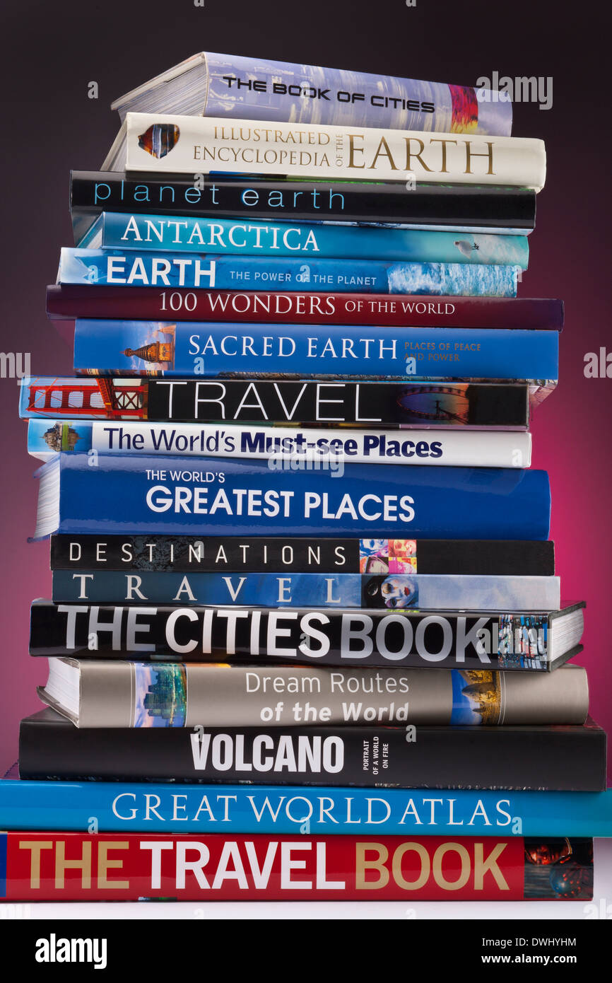 Collection of Travel Book - Worldwide. Stock Photo