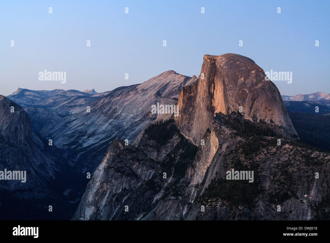 Half Dome at Dusk from Glacier Point, Yosemite National Park, California Stock Photo
