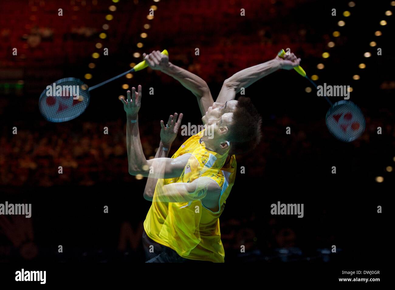 Birmingham, UK. 09th Mar, 2014. Lee Chong Wei mens final winner during Yonex All England Open Badminton Championships from the National Indoor Arena. Credit:  Action Plus Sports/Alamy Live News Stock Photo