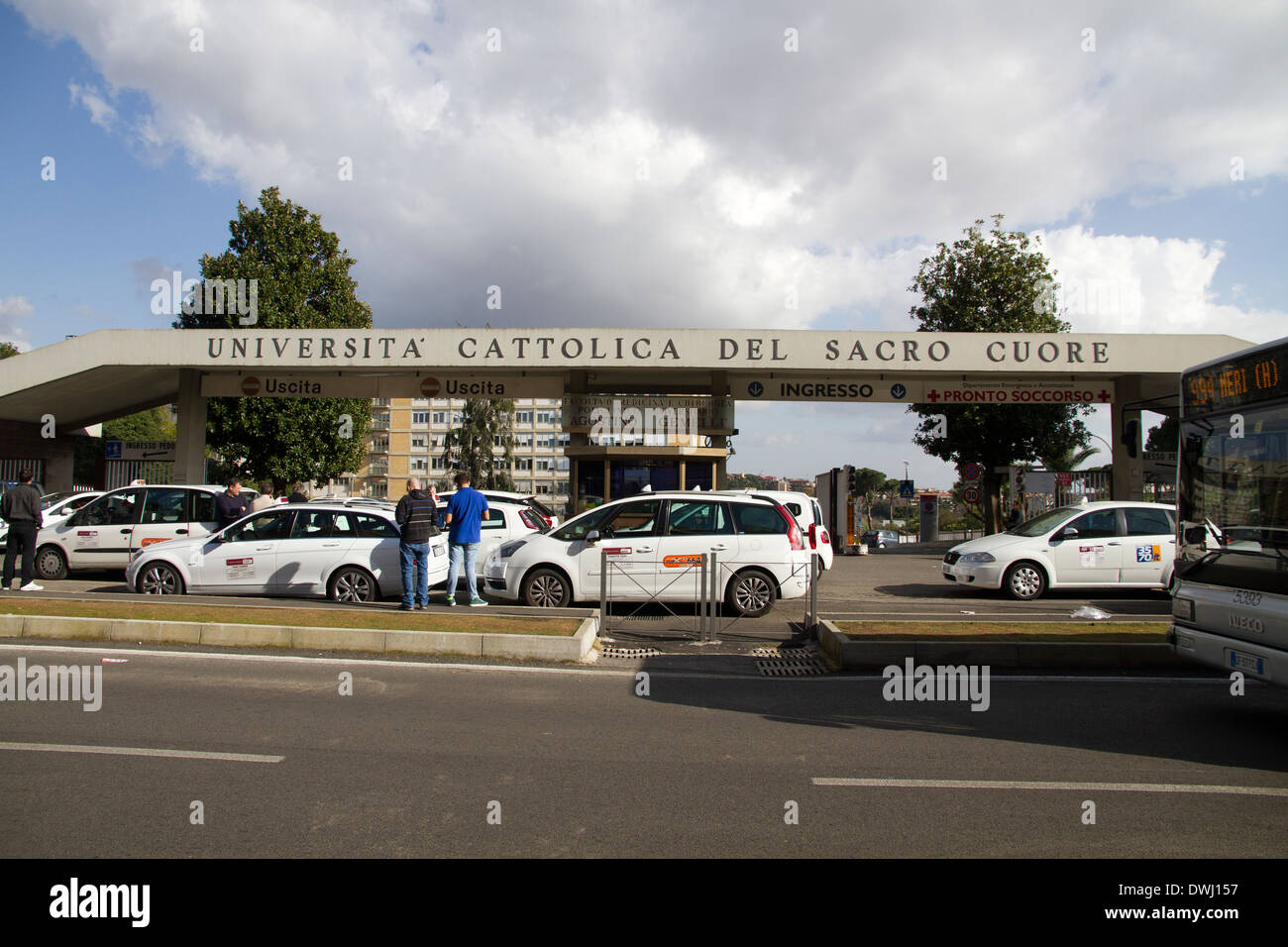 Policlinico Gemelli Rome Hospital taxies in front entrance Stock Photo