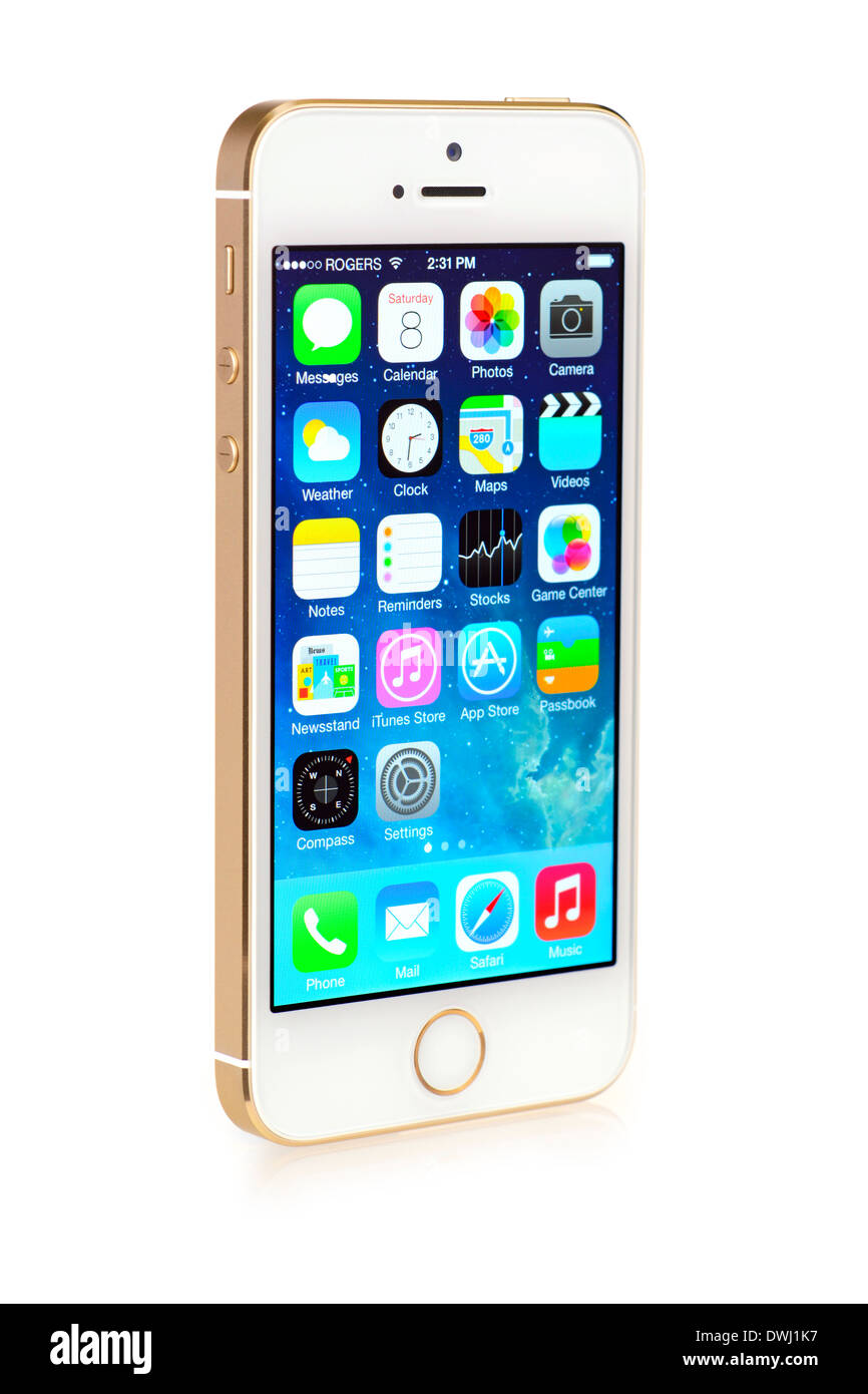 iPhone 5S White Gold, Champagne Apple iPhone 5 S Stock Photo
